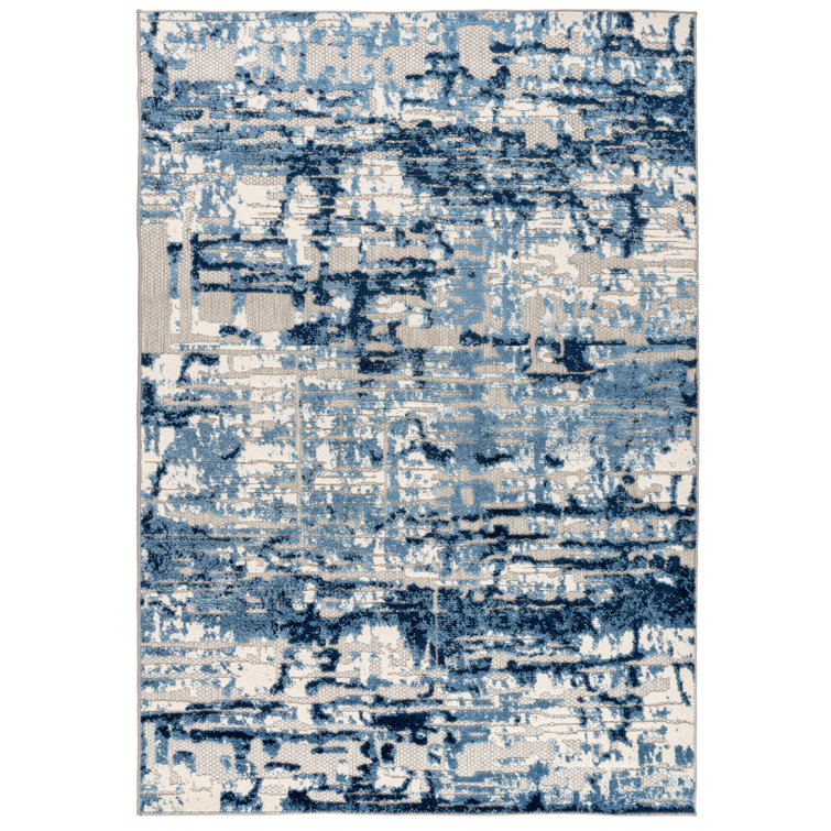 Industrial Lodge Home Heston Abstract Navy/White/Blue Indoor / Outdoor Area Rug Wayfair
